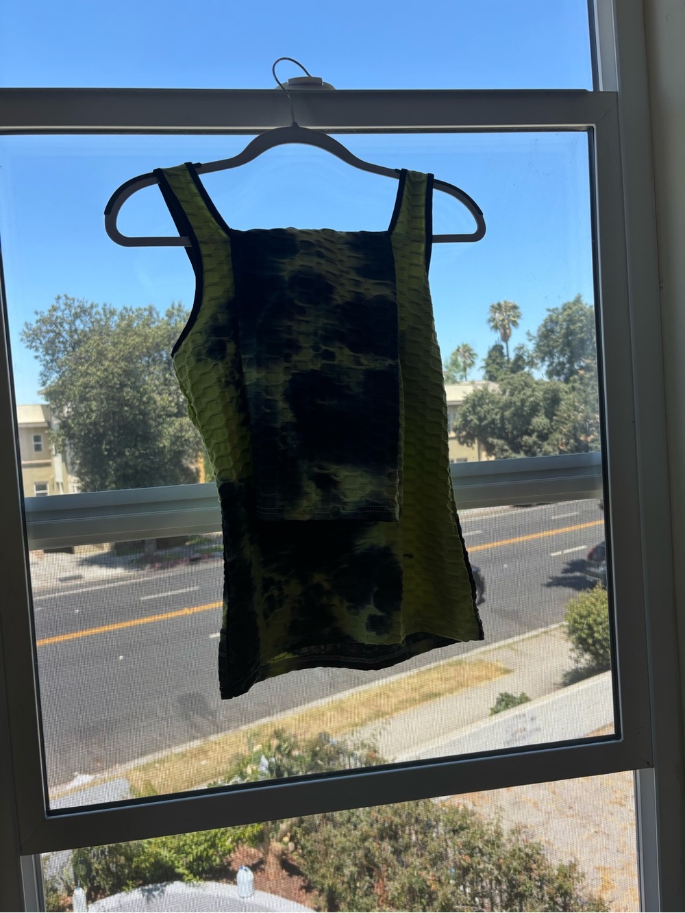 Women’s Textured Tank Top and shorts in Lime Tie-Dye
